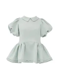Daisy puff sleeve tweed tops mint blueのサムネイル