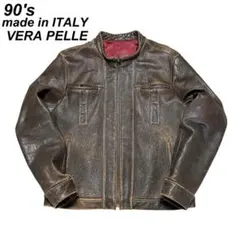 イタリア製 古着 90's ベラペレ レザージャケット ブラウン