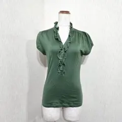 ROPE ロペ フリル衿カットソー カーキグリーン M 伸縮のサムネイル