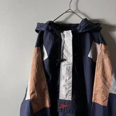 90s Reebok アノラックタイプ センターロゴ 刺繍 ナイロンジャケット