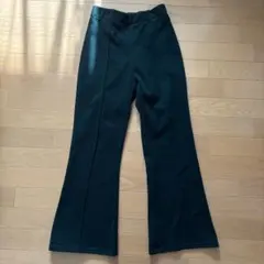 フェルト生地フレアパンツグリーン 裏起毛 M Lutique