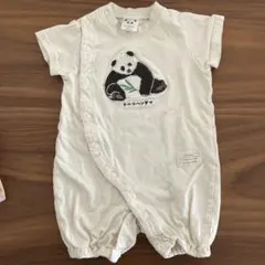 futafuta 半袖ロンパース　白　パンダ　50-70cm 刺繍