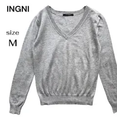 INGNI イング Vネック ニット セーター カジュアル きれいめ グレー M