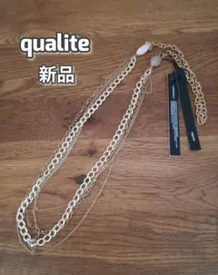 新品タグ付　qualite　多連チェーン ロングネックレス 　ビジュー　ストーンのサムネイル