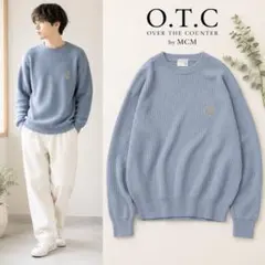 5802 美品✨ MCM エムシーエム ニット セーター L ブルー ロゴ刺繍のサムネイル