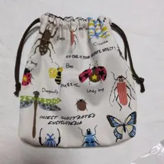 昆虫柄(生成)の巾着袋