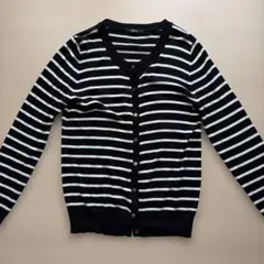 COMME CA ISM ボーダー カーディガン 長袖 ブラック M