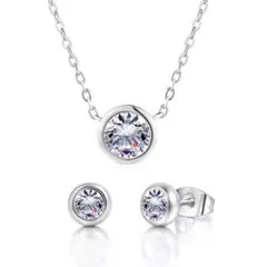 シルバー　クラシックアクセサリー　aaa + CZネックレス　ピアス　セット