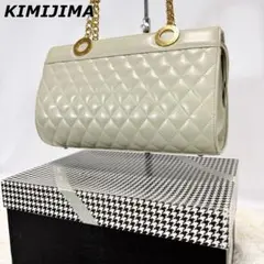 美品✨キミジマ ハンドバッグ キルティング ゴールド金具 ロゴ刻印 箱付き