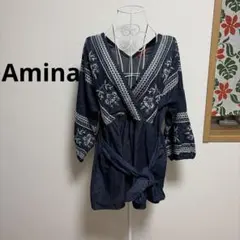 美品　Amina チュニック インディゴ 刺繍 カシュクール　フリーサイズのサムネイル