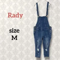 Rady【M】ダメージデニムサロペット ストレッチ カジュアル オーバーオール