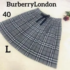 【美品】バーバリーロンドン　フレアスカート　リボンベルト付ノバチェック40 L