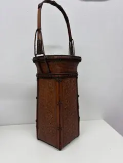 宝山 竹籠 花籠 花入れ かご 花器 置物 竹細工 華道 茶道具 和風 レトロ