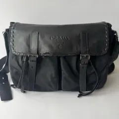 PRADA プラダ ロゴ レザー ナイロン ショルダーバッグ
