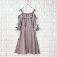 マジェスティックレゴン/M/紫系/オフショルワンピース/レース袖/くすみカラーのサムネイル