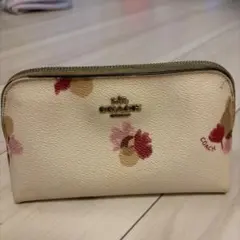 COACH 花柄レザーポーチ