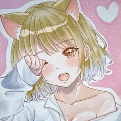 オリジナル女の子 イラスト 猫耳 色紙