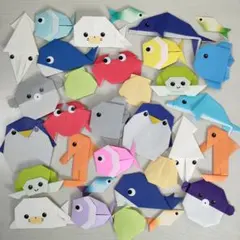 折り紙　夏の壁面飾り【海の生き物】魚釣りゲームにも☆32匹のサムネイル