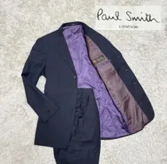 Paul Smith ポールスミス ネイビー ストライプ スーツ 裏地ドット柄