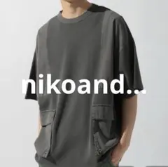 nikoand... アウトポケット付き切り替えTシャツ M チャコール