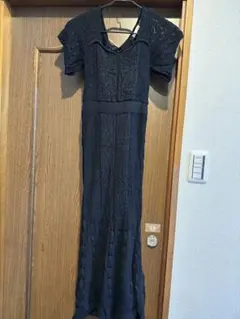 resexxy ブラックニットマーメイドワンピース 半袖 レース編み ドレス