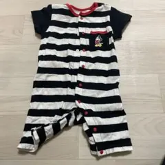 ミッキーマウス ストライプロンパース 60-70