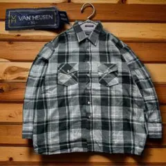 【80年代】VAN HEUSEN バンヒューゼン フランネルシャツ良色 80s
