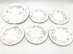 【Noritake】ケーキ皿セット 花柄 大皿 1枚＋中皿5枚 ボーンチャイナ