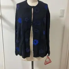 45rpm アルパカ毛綿混 フラワー刺繍 ノーカラーカーディガン 45Rのサムネイル