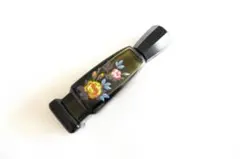 バラの絵柄　深いオリーブグリーン色　レトロなガラスボトル