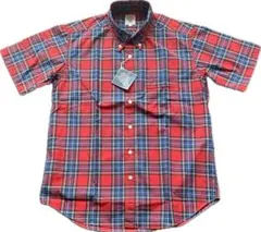 チェック柄　ボタンダウンシャツ　半袖