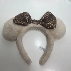 ディズニー ミニー ふわふわ もこもこ ファー カチューシャ ベージュ ブラウン
