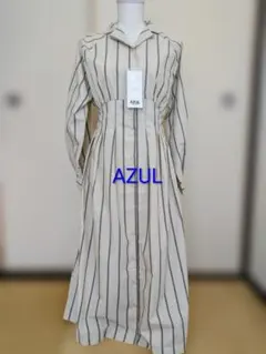 お値下げ　タグ付き　アズールシャツワンピース　グレーストライプ　シェイプ　S
