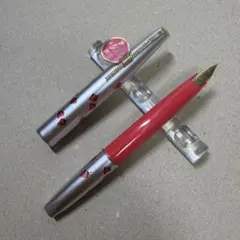 新品 廃盤 PLATINUM プラチナ 万年筆 ショート 14k 細 いちご 赤