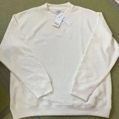 リブ編みライトクルーネック オフホワイト ニット