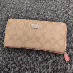 Coach 長財布 ベージュ/ピンク