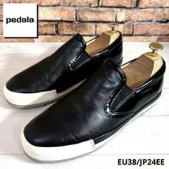 美品■アシックス ペダラ■レザースリッポン✨サイドゴア レザー エナメル コンビ