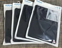 ユニクロ♠️エアリズム　VネックT 半袖　ブラック　S ４枚セット♠️