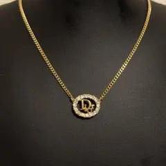 クリスチャンディオール Dior ヴィンテージ・ラインストーン・ロゴネックレス