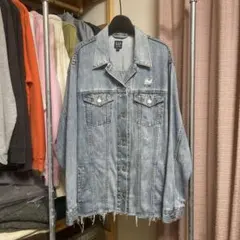 古着 GAP DENIM クラッシュ ダメージ デニムジャケット ライトブルー