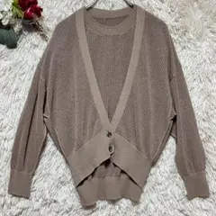 【イネド】（9）ニットアンサンブル カーディガン 長袖 ベスト 茶 日本製のサムネイル