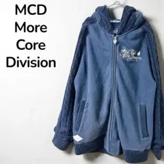 【MCD】ニットスリーブジップアップパーカー　フーディー　ブラック　 羽織り　L