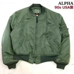 90s USA製 ALPHA MA-1 グランドクルー セージ XL　D271