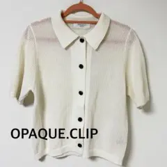OPAQUE.CLIP 半袖 メッシュ ニット ポロシャツ ホワイトのサムネイル