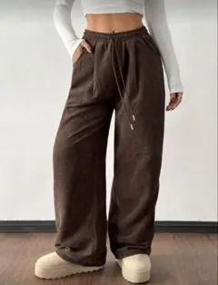 新品未開封　SHIEN コーデュロイ ブラウン ワイドパンツ　M