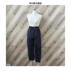 中川政七商店 リネンガウチョパンツ サイドポケット ウエストゴム 黒ブラック 中川政七商店 リネンガウチョパンツ サイドポケット ウエストゴム 黒