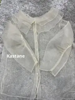 【良品】Kastaneのオーガンジーフリルブラウス　未使用のサムネイル