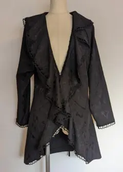 ジンカトーブラックフリルロングカーディガン