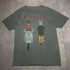 90s 00s プレイボーイ Tシャツ バイクに乗るうさぎと女性 M