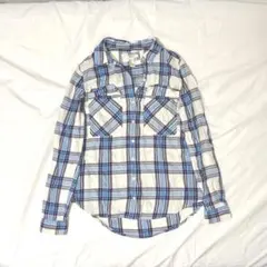 Forever21 チェックネルシャツ ブルー 長袖 S